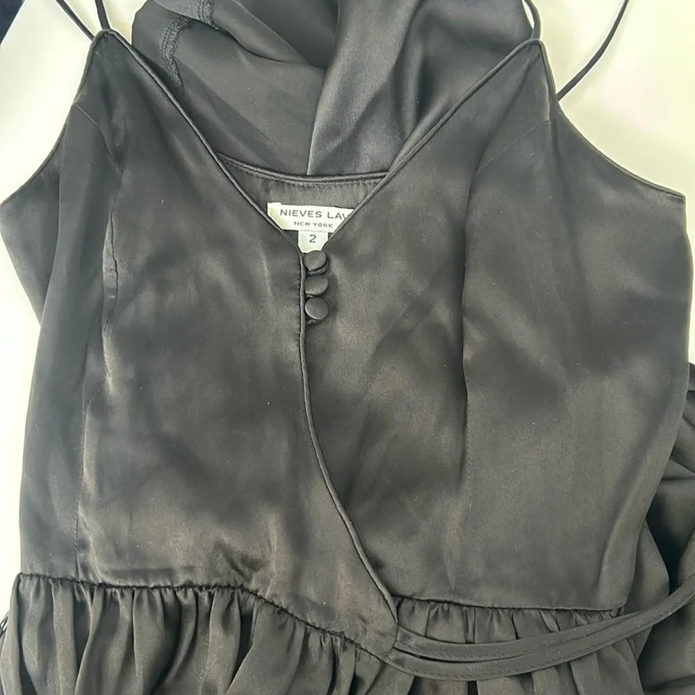 Nieves Lavi New York Black Silk Dress Size 2 - Picture 5 of 7